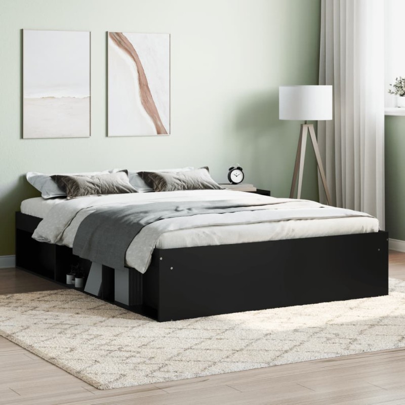 vidaXL Estructura de cama de matrimonio negra 135x190 cm vidaXL Estructura de cama de matrimonio negra 135x190 cm