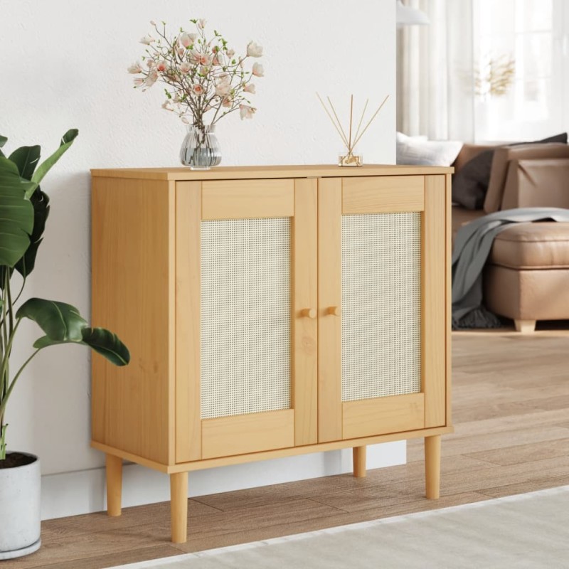 vidaXL Aparador SENJA aspecto de ratán madera pino marrón 80x35x80 cm