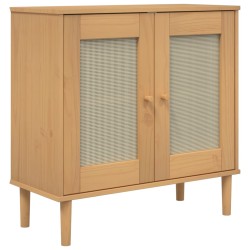 vidaXL Aparador SENJA aspecto de ratán madera pino marrón 80x35x80 cm