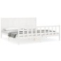 vidaXL Estructura cama de matrimonio con cabecero madera maciza blanco vidaXL Estructura cama de matrimonio con cabecero madera maciza blanco