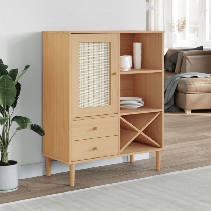 vidaXL Aparador alto SENJA aspecto de ratán madera marrón 90x40x112 cm vidaXL Aparador alto SENJA aspecto de ratán madera marrón 90x40x112 cm