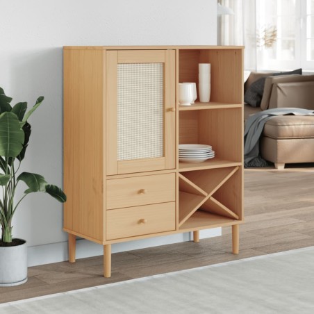 vidaXL Aparador alto SENJA aspecto de ratán madera marrón 90x40x112 cm