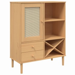 vidaXL Aparador alto SENJA aspecto de ratán madera marrón 90x40x112 cm