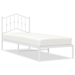vidaXL Estructura de cama de metal con cabecero blanco 75x190 cm