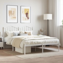 vidaXL Estructura de cama de metal con cabecero blanca 135x190 cm