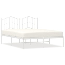vidaXL Estructura de cama de metal con cabecero blanca 135x190 cm