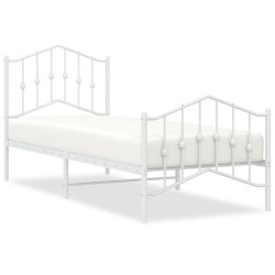 vidaXL Estructura cama metal con cabecero y pie cama blanca 90x200 cm