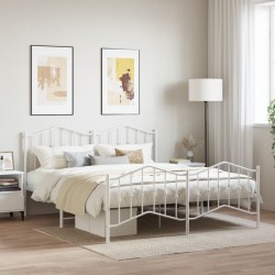 vidaXL Estructura cama metal con cabecero y pie cama blanco 183x213 cm