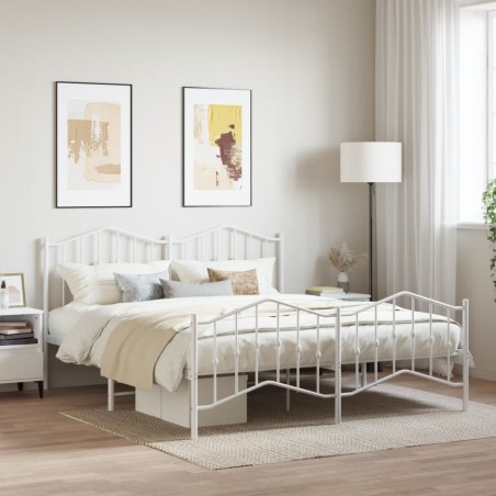 vidaXL Estructura cama metal con cabecero y pie cama blanco 183x213 cm