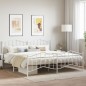 vidaXL Estructura cama metal con cabecero y estribo blanco 200x200 cm vidaXL Estructura cama metal con cabecero y estribo blanco 200x200 cm