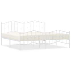 vidaXL Estructura cama metal con cabecero y estribo blanco 200x200 cm