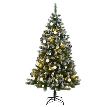 vidaXL Árbol de Navidad artificial con bisagras 150 LED y bolas 150 cm