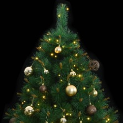 vidaXL Árbol de Navidad artificial con bisagras 150 LED y bolas 150 cm