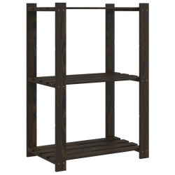 vidaXL Estantería de 3 niveles madera maciza de pino negro 60x38x90 cm