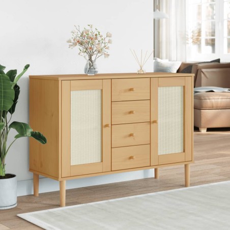 vidaXL Aparador SENJA aspecto de ratán madera pino marrón 112x40x80 cm