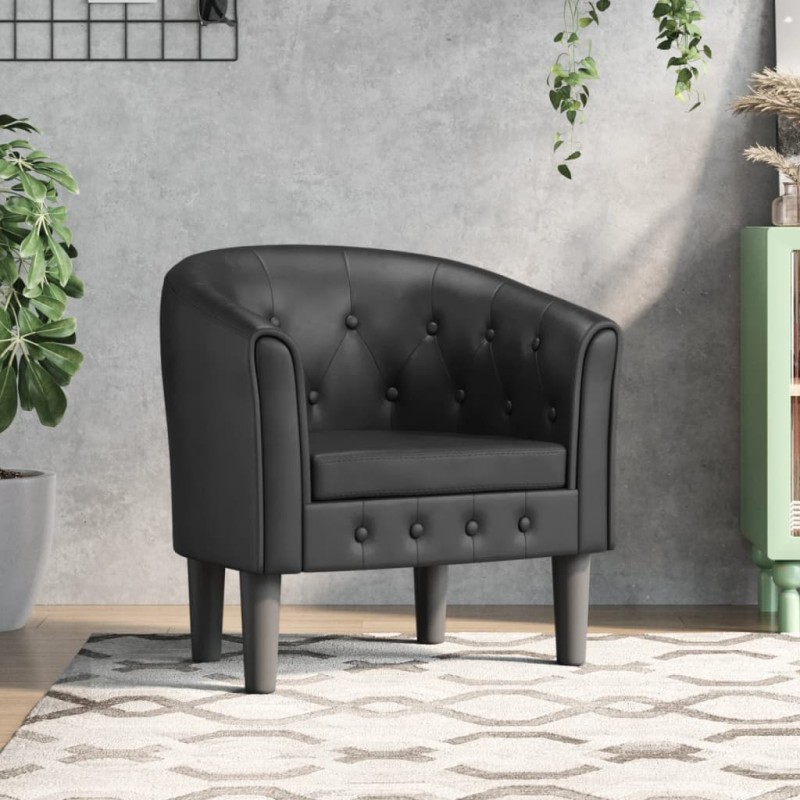 vidaXL Sillón cuero sintético negro vidaXL Sillón cuero sintético negro