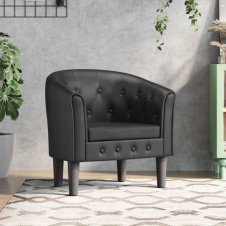 vidaXL Sillón cuero sintético negro