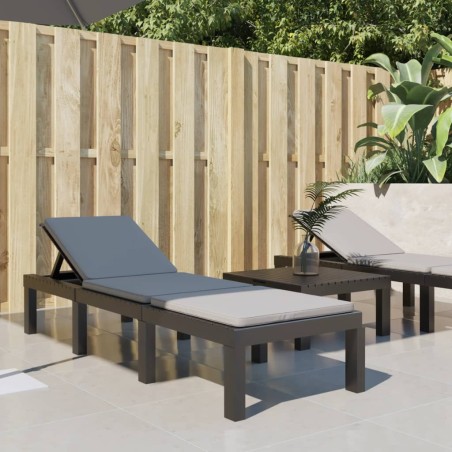 vidaXL Tumbona con cojines PP gris antracita