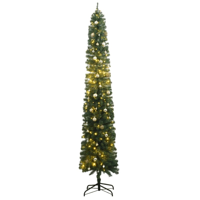 vidaXL Árbol de Navidad estrecho con 300 LED y bolas 300 cm