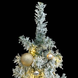 vidaXL Árbol de Navidad estrecho con 300 LED y bolas y nieve 300 cm