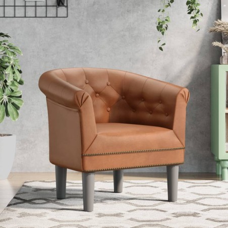vidaXL Sillón cuero sintético marrón