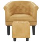 vidaXL Sillón con taburete cuero sintético dorado vidaXL Sillón con taburete cuero sintético dorado