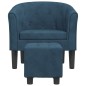 vidaXL Sillón con taburete terciopelo azul oscuro