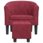 vidaXL Sillón con taburete terciopelo rojo tinto vidaXL Sillón con taburete terciopelo rojo tinto