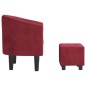 vidaXL Sillón con taburete terciopelo rojo tinto vidaXL Sillón con taburete terciopelo rojo tinto
