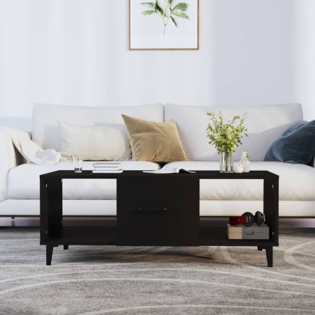 vidaXL Mesa de centro madera contrachapada negro 102x50x40 cm