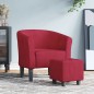 vidaXL Sillón con taburete terciopelo rojo tinto vidaXL Sillón con taburete terciopelo rojo tinto