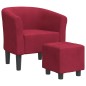 vidaXL Sillón con taburete terciopelo rojo tinto vidaXL Sillón con taburete terciopelo rojo tinto