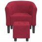 vidaXL Sillón con taburete terciopelo rojo tinto vidaXL Sillón con taburete terciopelo rojo tinto