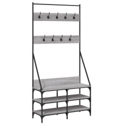 vidaXL Perchero con zapatero gris Sonoma 90x34x184 cm