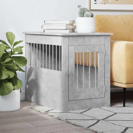 vidaXL Jaula para perros madera ingeniería gris hormigón 55x80x68 cm