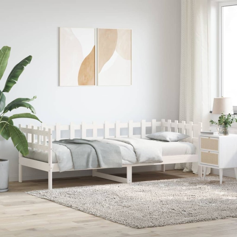 vidaXL Sofá cama madera maciza de pino blanco 80x200 cm