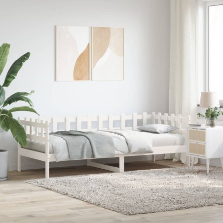 vidaXL Sofá cama madera maciza de pino blanco 80x200 cm