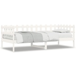 vidaXL Sofá cama madera maciza de pino blanco 90x200 cm