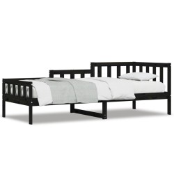vidaXL Sofá cama madera maciza de pino negro 90x190 cm
