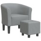 vidaXL Sillón con taburete tela gris claro vidaXL Sillón con taburete tela gris claro
