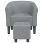 vidaXL Sillón con taburete tela gris claro vidaXL Sillón con taburete tela gris claro