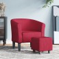 vidaXL Sillón con taburete tela rojo tinto