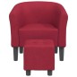 vidaXL Sillón con taburete tela rojo tinto
