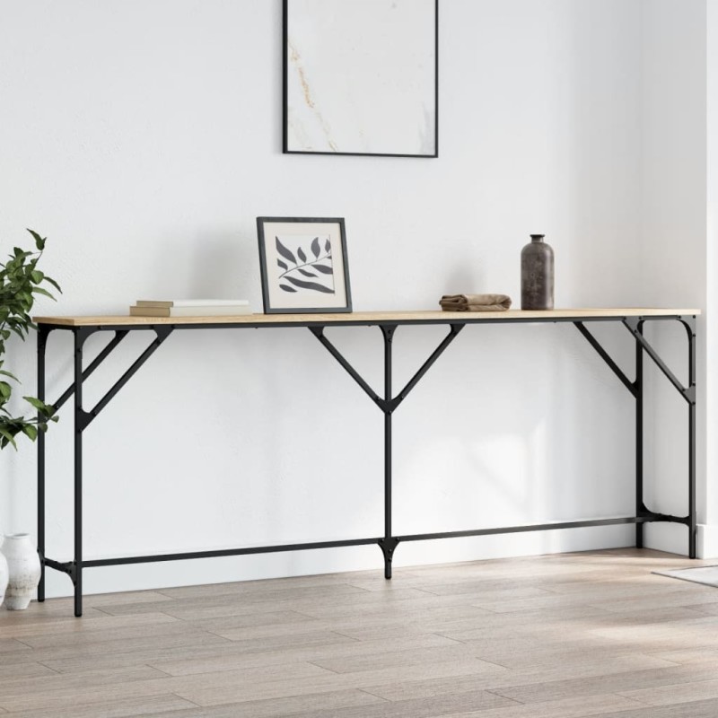 vidaXL Mesa consola madera de ingeniería roble Sonoma 200x29x75 cm vidaXL Mesa consola madera de ingeniería roble Sonoma 200x29x75 cm