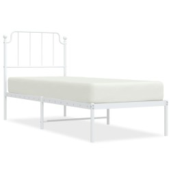 vidaXL Estructura de cama de metal con cabecero blanco 75x190 cm