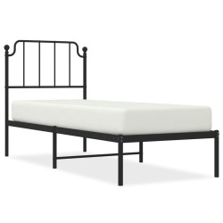 vidaXL Estructura de cama con cabecero metal negro 75x190 cm