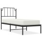 vidaXL Estructura de cama con cabecero metal negro 75x190 cm