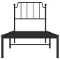 vidaXL Estructura de cama con cabecero metal negro 75x190 cm