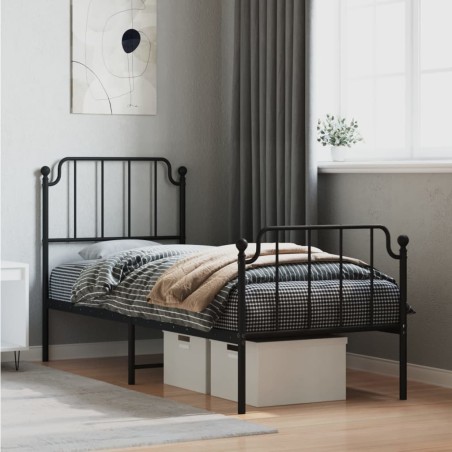 vidaXL Estructura de cama con cabecero y estribo metal negro 80x200 cm