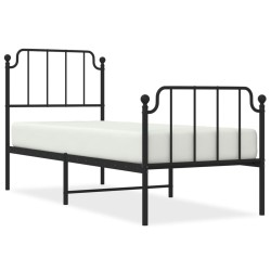 vidaXL Estructura de cama con cabecero y estribo metal negro 80x200 cm